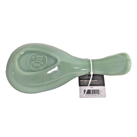 TableCraft Jadeite Collection Green Glass Spoon Rest 8-in Utensil Holder Gift - Picture 4 of 5